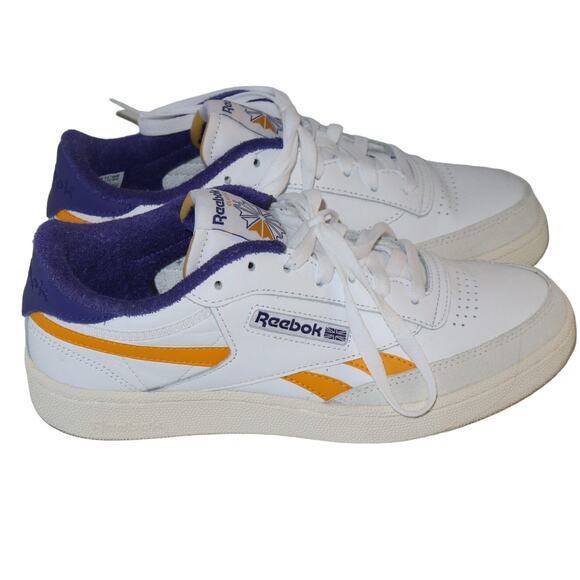 Men's Reebok Club C Revenge White Bold Purple Leather Sneakers Size 8 - GX0386 - Picture 3 of 7